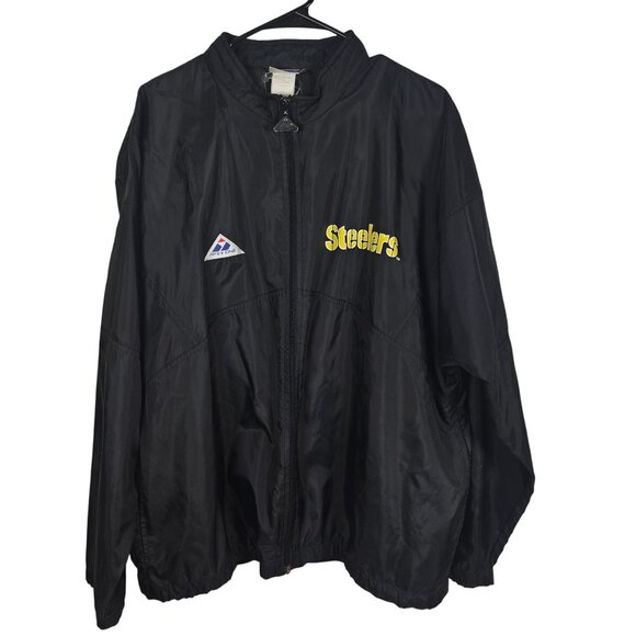 Vintage Pittsburgh Steelers Apex One NFL Black Windbreaker Jacket Size XL - Picture 1 of 9
